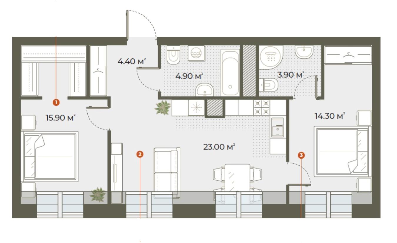 Купить 2-комнатную квартиру
